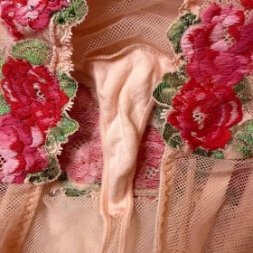 NWOT Victoria's Secret Rose Embroidered Crystal Bra and Garter Skirt Set