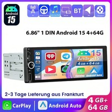 DAB+ Android 15 Autoradio Universal 1 DIN 4+64G Carplay Navi USB Typ-C FM Kamera