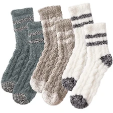 Women's Fuzzy Socks Cozy Fluffy Ultra Soft Bed Slipper Sock for Sleeping Warm