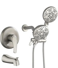 Shower Tub Kit w Faucet Spout  Dual Shower Heads  Handheld Combo w Valve.
