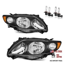 Headlights Assembly with OE Replacement Black With High Low Beam Bulbs