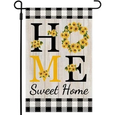 Sunflower Home Sweet Home Garden Flag Spring Summer Double Sided Outdoor Decor