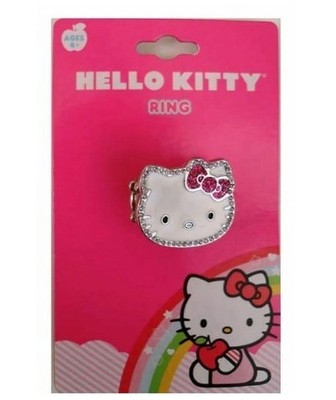 Hello Kitty Ring Rhinestone Crystal Face Stretch Ring Sanrio Jewelry New