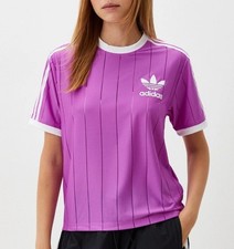 RARE adidas Originals Women's Size S Adicolor 3 Stripes Pinstripe Tee Purple