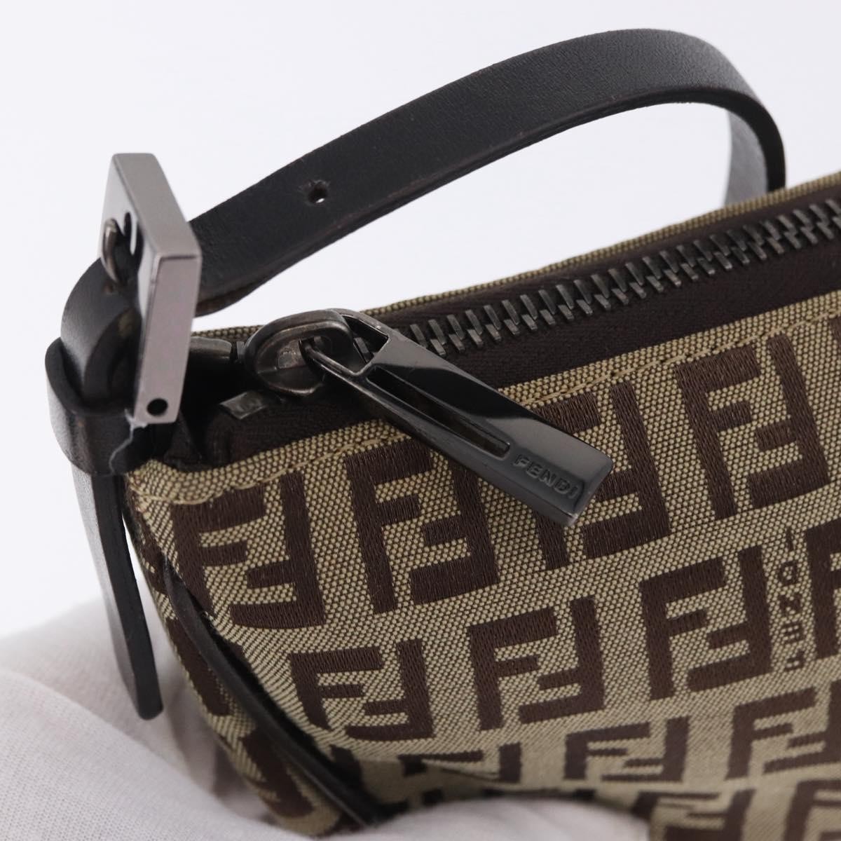 FENDI Zucchino Canvas Accessory Pouch Beige Silver 8BR133 Auth yk20873V — image 9