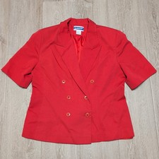 Vintage Pendleton USA Pink Red Lined Double Breasted Blazer Jacket Size 10