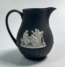 Vintage Wedgwood Black Neoclassical Jasperware 4.5" Pitcher England