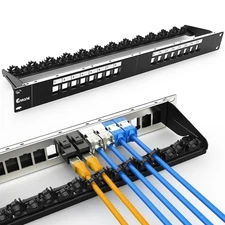 16 Port Patch Panel Blank Keystone Patch Panel 1U Network Patch Panel with Sm...