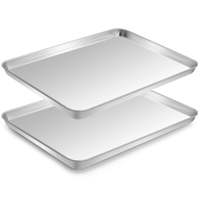 Half Sheet Pan of 2, Stainless Steel Baking Sheet Pan Tray Cookie Sheet, Size...