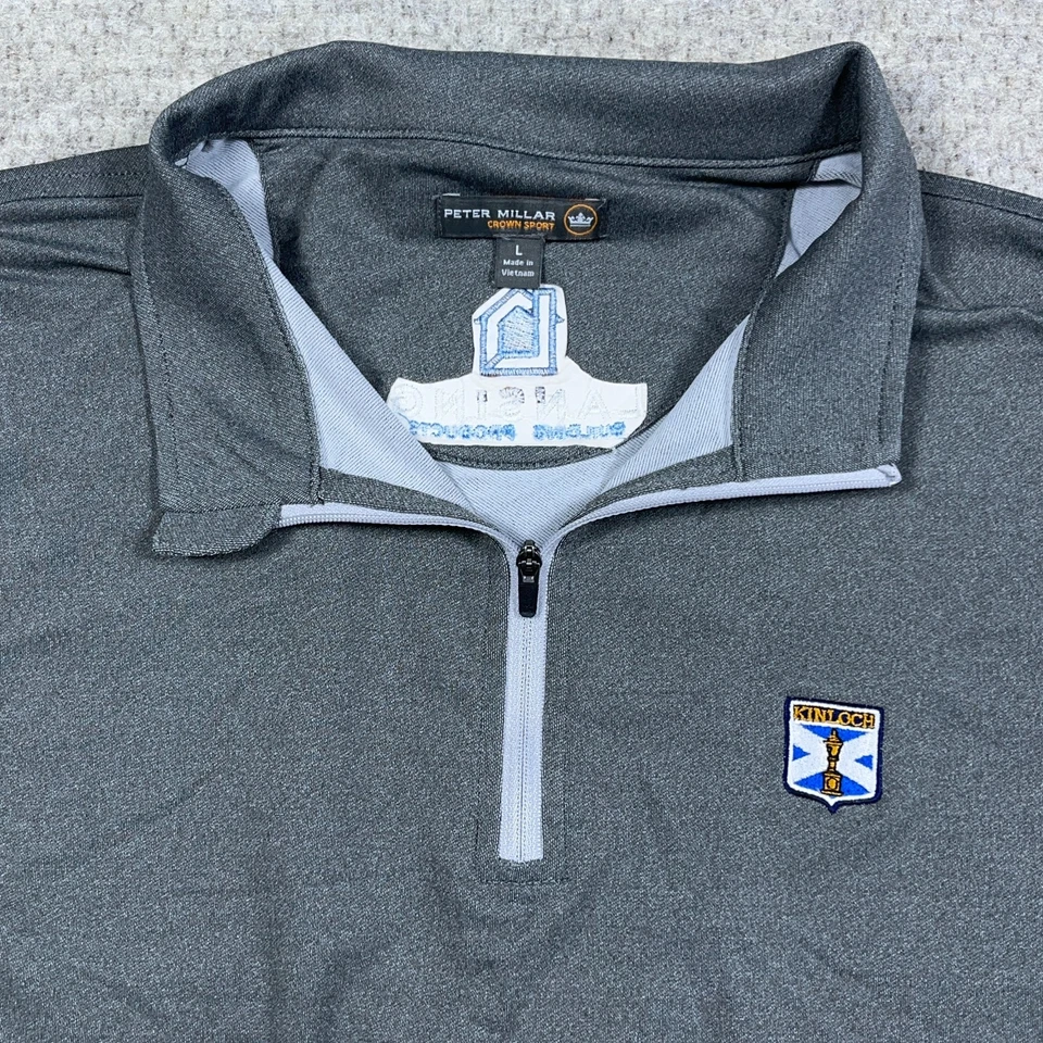 Peter Millar Suéter Chaleco Hombres Grande Gris Pullover 1/4 Cremallera Corona Deporte Absorbente Foto 3 de 4