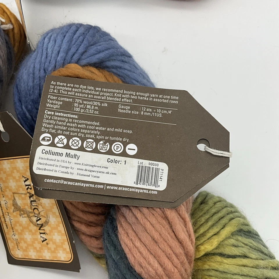 Araucania Coliumo Multy Super Voluminoso Lote de 3 Hilos de Lana Seda 100g Madejas Color 1 Foto 3 de 4