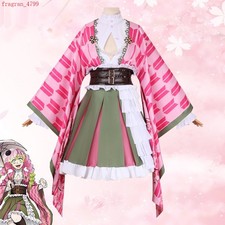 Anime Demon Slayer Kanroji Mitsuri Cosplay Costumes Haori Shirt Skirt Full Suit