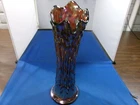 Antique Amethyst April Showers Swung Vase by Fenton 10" Carnival Glass 1930's