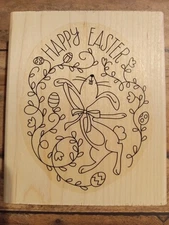 Dancing Bunny Easter Rubber Stamp Spring Easter Swirl Stamp Bunny Rubber Stamp