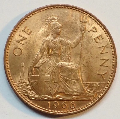 1966 GREAT BRITAIN PENNY, 0.99 CENTS AUCTION *HALF DOLLAR SIZE* (G-03) - Image 1 of 2