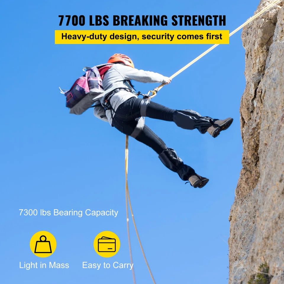 Sistema de poleas de doble polea bloque y aparejo de polea de 7700 lb 200 pies 1/2 cuerda trenzada doble Foto 3 de 4