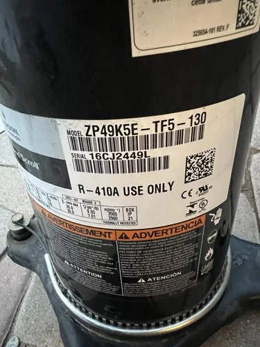 COPELAND SCROLL COMPRESSOR model   ZP49K5E - TF5 - 130 year 2016- 220v -3 phase