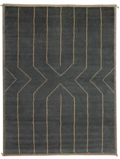 Traditional Dark Green 9'0" x 11'9" Hand-knotted Oriental Carpet Wool Area Rug