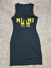 SHEIN Miami Florida Graphic Bodycon Mini Dress Womens Small Black Tank
