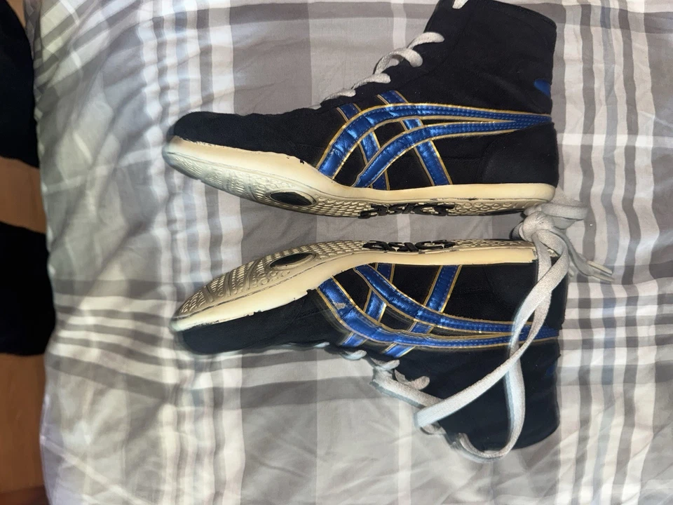 ASICS Wrestling Shoes EX-EO / Blue/Gold/Shoelace White TWR900 successor USA6.5 - Image 3 of 4