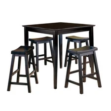 18 Inches Solid Wood Saddle Seat Stools 2pc Set Casual Dining Furniture 3 Colors