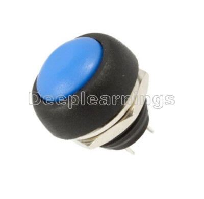 10x 12mm Waterproof Momentary Push Button Switch – Round Mini, Blue LED (ON/OFF)