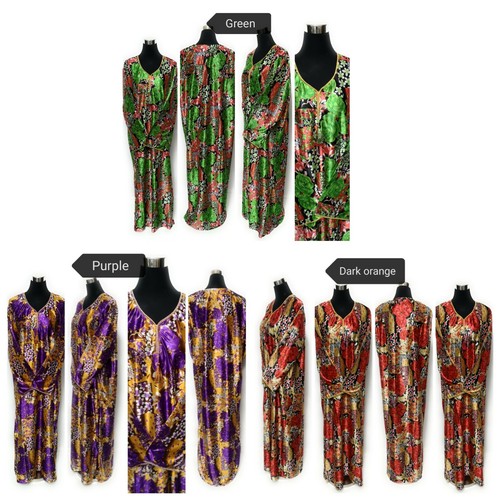 Femme Satin Manches Longues Robe Maxi Multifloral Abaya de Luxe Tunique Caftan - Photo 1 sur 12