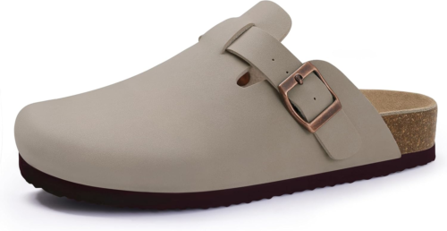 Women'S Cork Footbed Clogs Leather Mules Comfort Potato Shoes with Arch Support