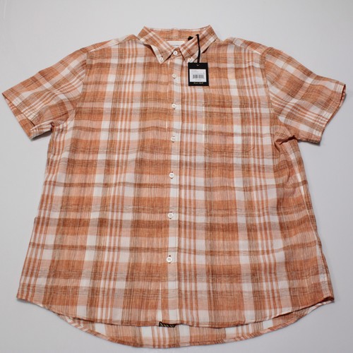 Billy Reid NWT Tuscumbia Casual Button Down Shirt Size L in Orange/White Plaid - Picture 3 of 11