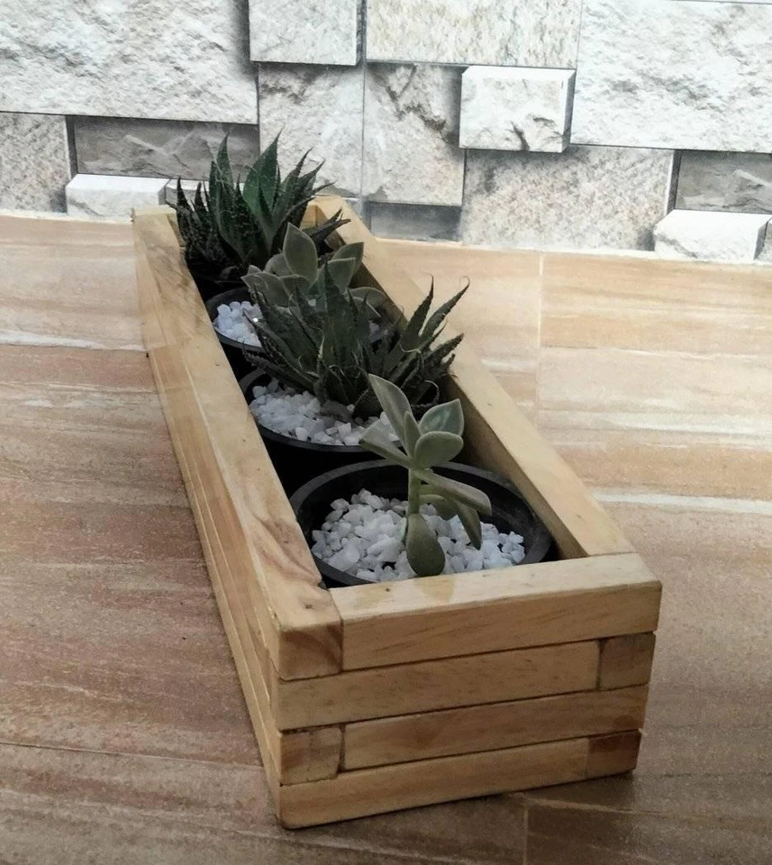 Wooden Planter Window Box Homemade Rectangular Plant Holder Trough Box NEW - Image 3 of 4