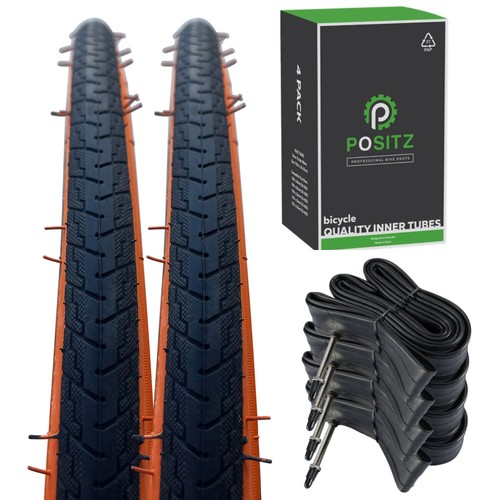 2 Pneus ALTA 700x25c Blancs + 2 Chambres à Air Presta 60mm – Pneus Lisses Rapides