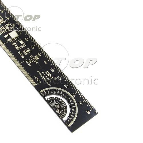 25cm 10 Inch Multifunctional PCB Ruler Measuring Tool Angle Meter Black ...