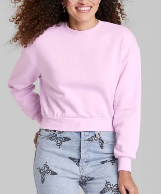 NEW Wild Fable Women's Lavender Crew Neck Pullover Sweatshirt Size