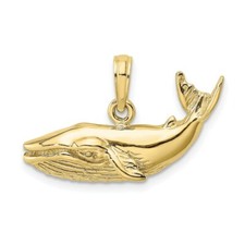 Real 10kt Yellow Gold 2-D Humpback Whale Charm