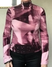Nathalie Chaize Long Sleeve, Polo Neck, Tie Trim Cuff Top