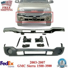 Front Chrome Steel Bumper W Brackets Valance For 2003-07 Gmc Sierra 1500-3500