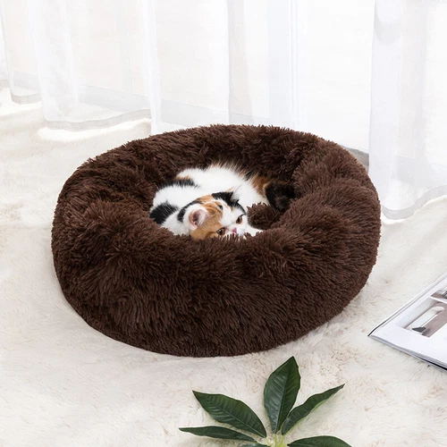 Calming Fluffy Pet Bed | Anti-anxiety Cat Bed | Donut Round Dog Bed | Pet Nest - Picture 7 of 11
