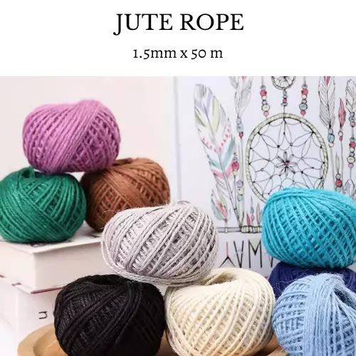 Natural Jute Rope Twine String Cord Colorful Jute Twine 1.5 mm 50m