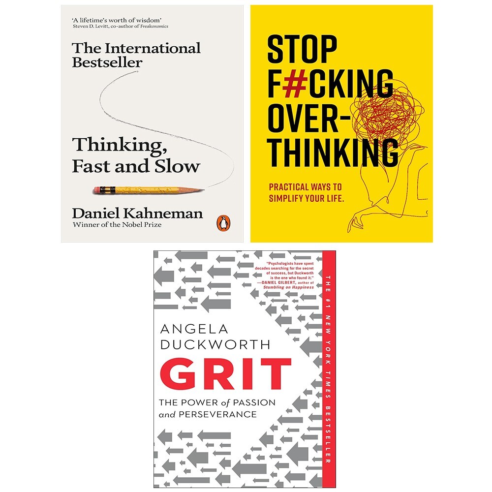 Thinking Fast and Slow,Grit Angela Duckworth,Stop F*cking Over-thinking 3 Books - Image 4