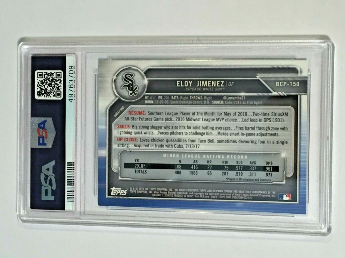 MLB 2019 ボウクロ ELOY JIMENEZ 25枚限定　RC Eloy Jimenez 2019 Bowman Chrome Rookie #BCP150 PSA 10