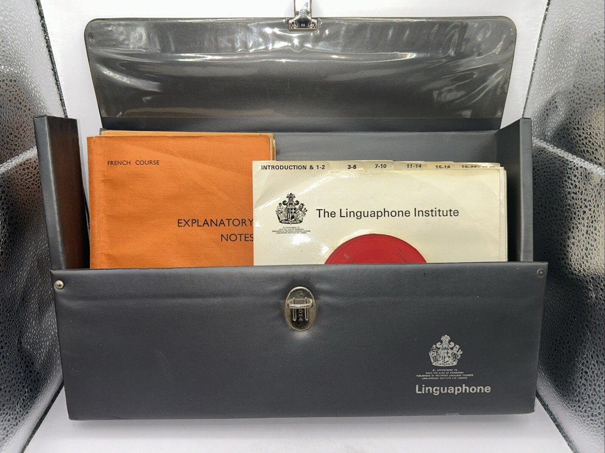 リンガフォン　プラス　フランス語　教材Linguaphone LINGUAPHONE FRENCH Language Course Vintage 45 Vinyl In Case