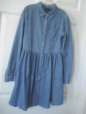 gap denim dress long sleeve Barrel-Sleeve Denim Mini Dress