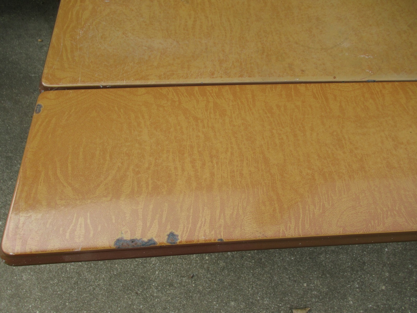 VINTAGE KITCHEN ENAMEL PORCELAIN TABLE PULL OUT LEAVES DRAWER BROWN