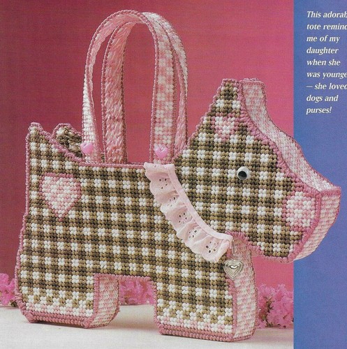 SCOTTIE DOG TOTE BAG PURSE PLASTIC CANVAS PATTERN INSTRUCTIONS 