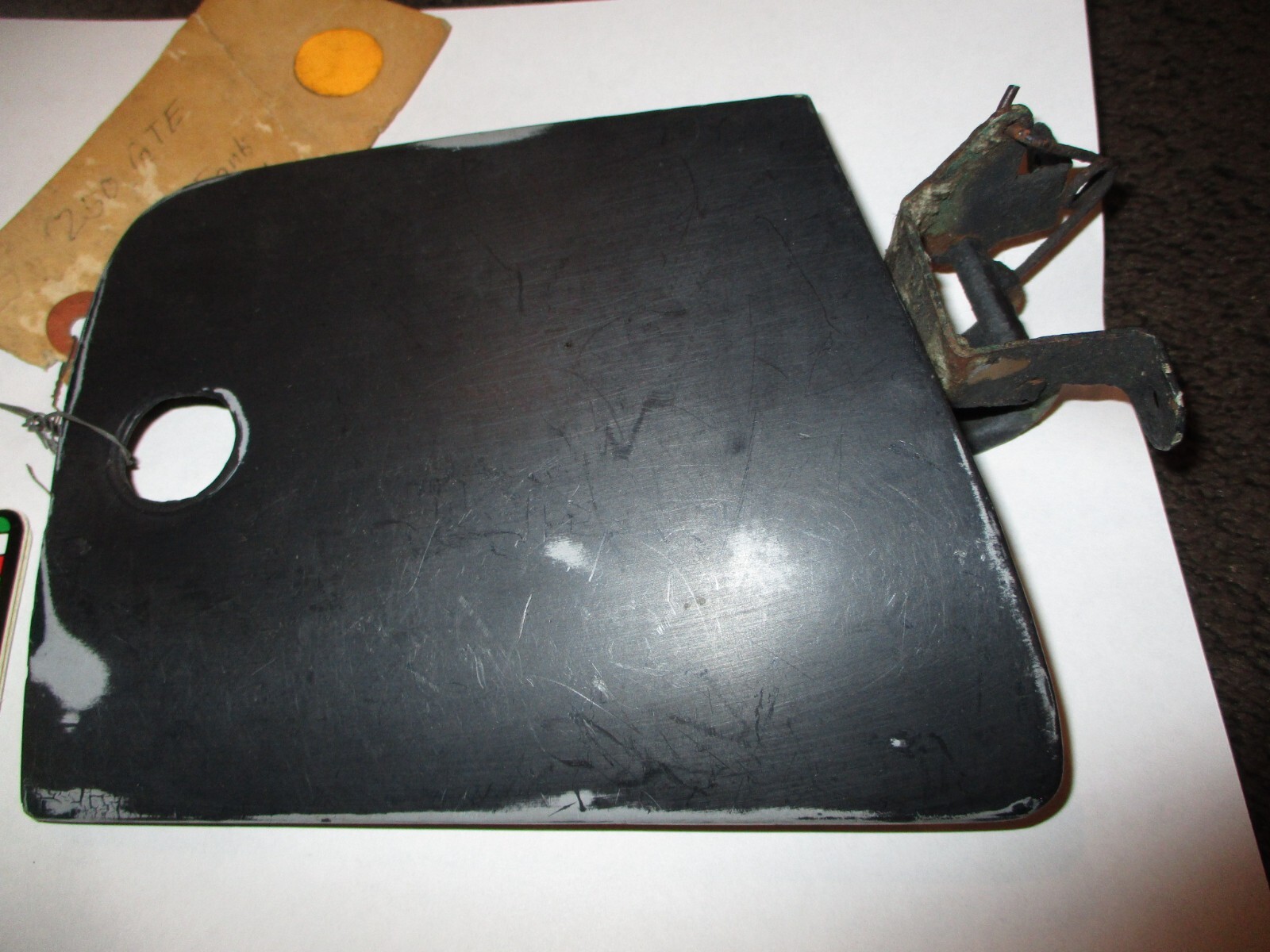 Ferrari 250 GTE original fuel gas petrol door lid & bracket_FACTORY GENUINE