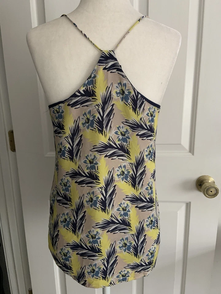 Camiseta regata J Crew estilo seda alça espaguete cami tropical floral tamanho 4 - Imagem 3 de 4