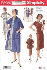 Simplicity S8980 Vintage 50s Dart Fitted Dress & Lined Jacket Sz 6-14 UNCUT