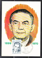 France 1975 FDC Maxi Card Edmond Michelet statesman Sc B440 Mi 1909