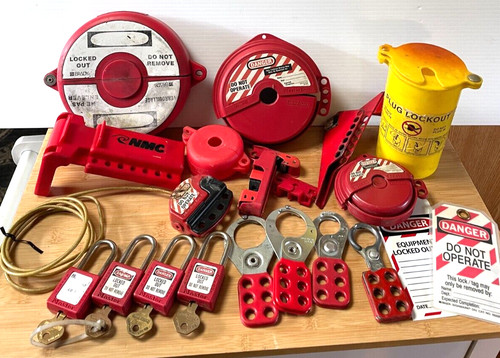Vintage Lockout/Tagout Kit with Locks,Keys & Various Lock outs & More (B)