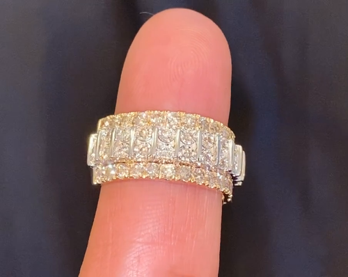 10K YELLOW WHITE GOLD 2.25 CARAT MENS REAL DIAMOND ENGAGEMENT WEDDING PINKY RING - Video 1 of 1